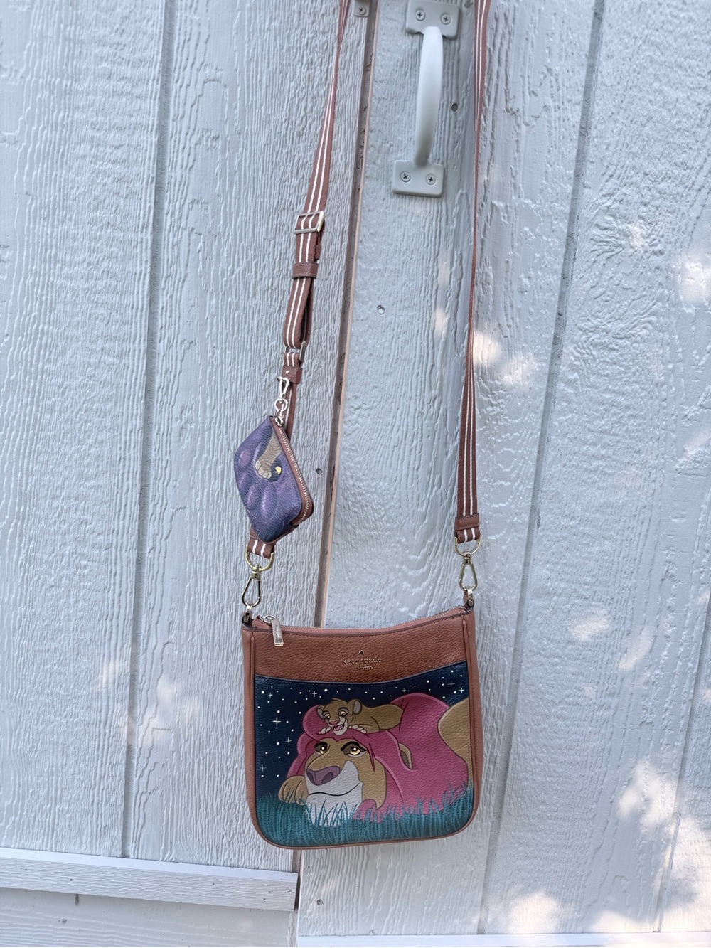 kate spade Brown Crossbody Bag with Custom hand painted Lion King scene